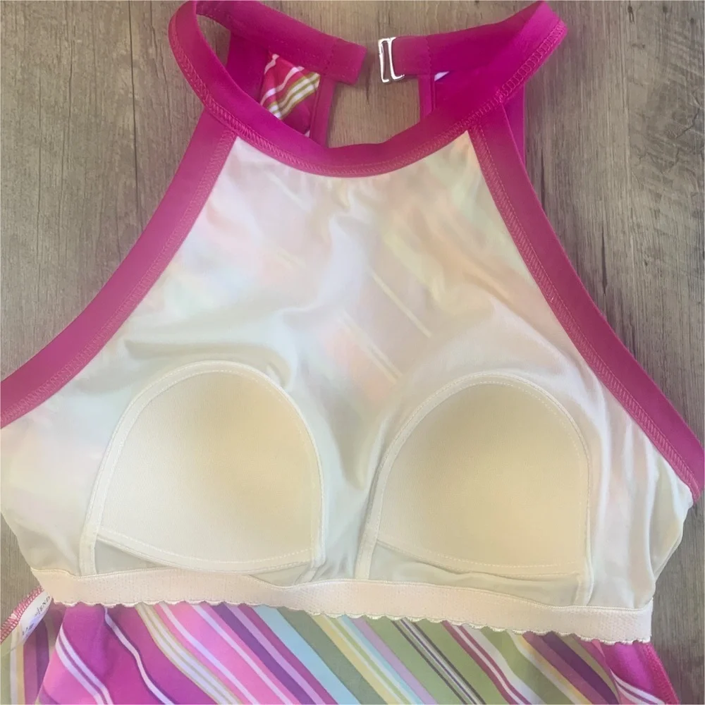Lands End Halter Tankini Top 6 Keyhole Modest Swim Beach Cruise Resort